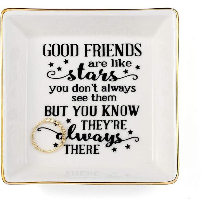 JoycuFF Friendship Gifts for Women Gifts for Women Birthday Christmas Friends Trinket Tray Decorative Ring Dish Jewelry Tray Home Decor