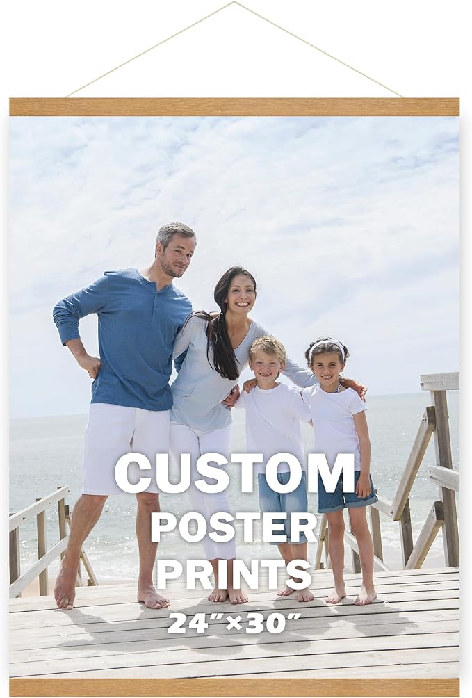 SZDHHH Custom Photo Prints with Magnetic Hanger Frame Canvas Poster Prints With Your Photos Personalized Hanging Poster Pictures Wall Art Decor Framed for Home Decor Gifts Keepsakes (30" Lx24 W)