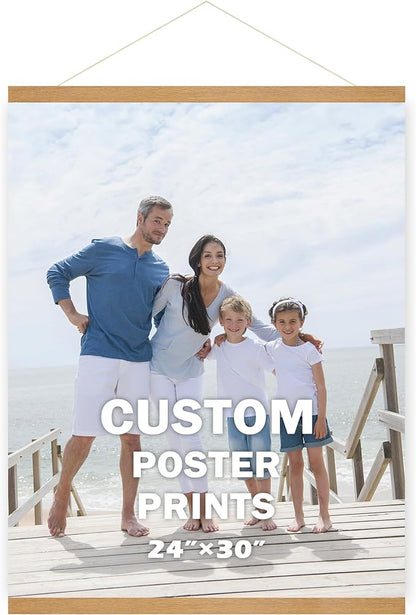 SZDHHH Custom Photo Prints with Magnetic Hanger Frame Canvas Poster Prints With Your Photos Personalized Hanging Poster Pictures Wall Art Decor Framed for Home Decor Gifts Keepsakes (30" Lx24 W)