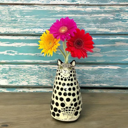 Adorable Polka Dot Cat Flower Vase Bud - A Unique Handmade Piece Perfect for Cat Lovers - Functional and Whimsical Decor for Home and Office
