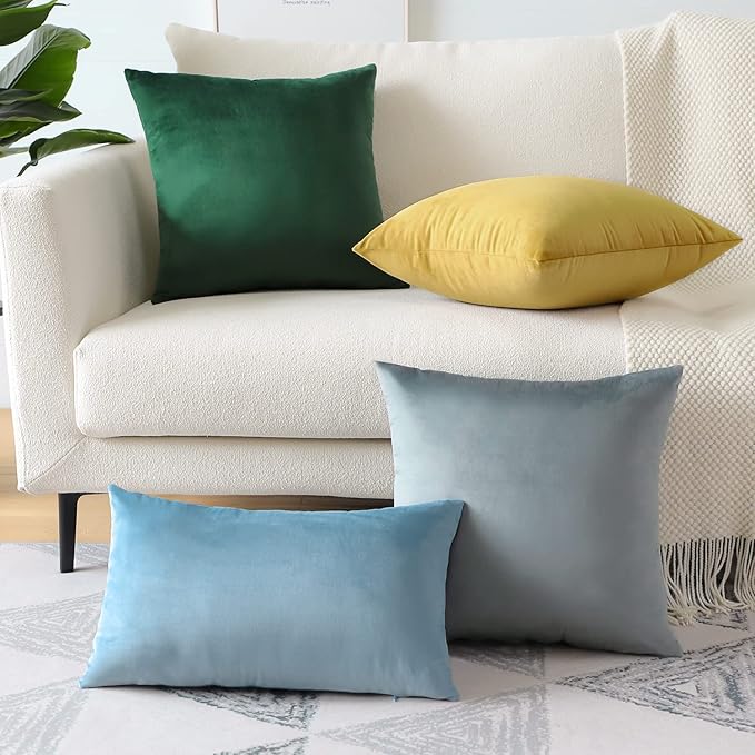 Artscope Luxury Velvet Pillow Covers Super Soft Decorative Square Throw Pillow Covers Case Cushion Covers for Sofa Couch Bedroom Car Decor 16x16 Inch Gold