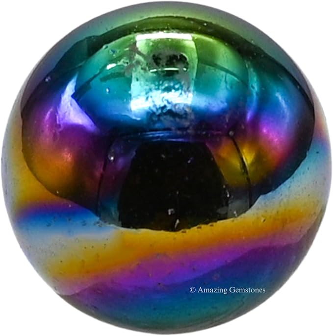 Amazing Gemstone Titanium Aura Rose Quartz Crystal Ball - 1 Inches Crystal Sphere Meditation Balls for Witchcraft and Decorative Balls - Crystals and Healing Stones Beginners Gift (Pack of 1)