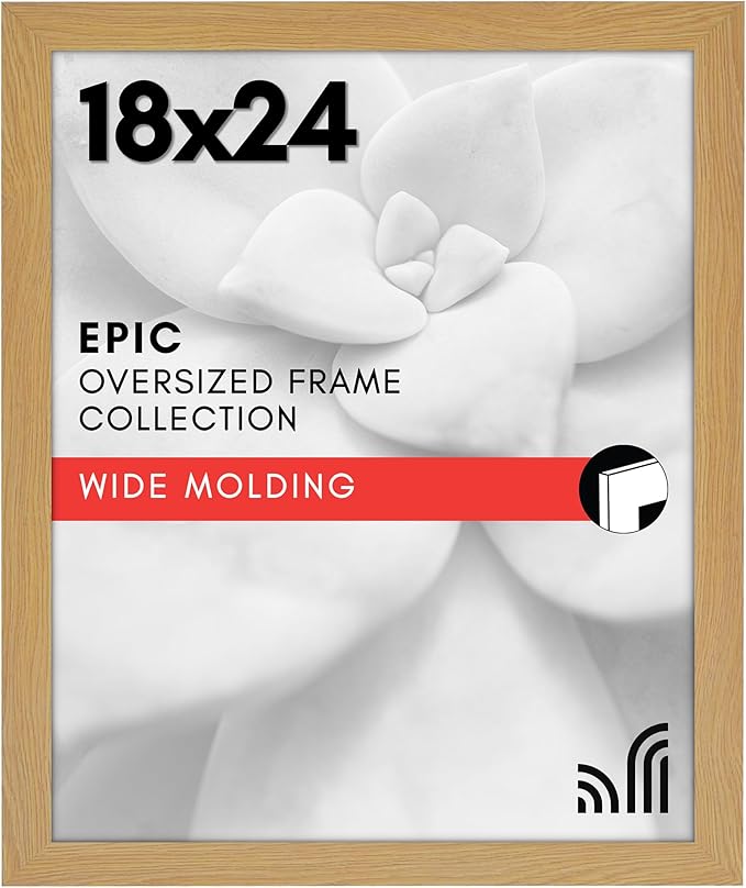Americanflat 18x24 Poster Frame with Polished Plexiglass - Wide Picture Frames Made of Engineered Wood for Vertical or Horizontal Wall Display - Epic Collection - Dark Oak