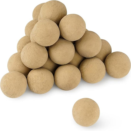 Stanbroil 2 inch Ceramic Balls, Set of 25 Round Balls, Modern Accessory for Indoor or Outdoor Fire Pits Fire Bowl and Fireplace, Beige