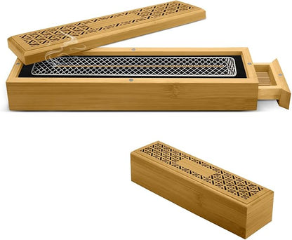 Wooden Incense Holder Burner with Storage - Incense Stick Holder & Ash Catcher for Meditation, Yoga, Bedroom, Study, Office - Exquisite Incense Burner for Home Decor