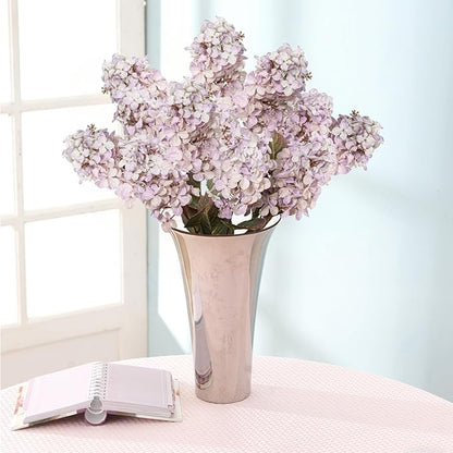 Fake Hydrangea Silk Flowers with Stems,Faux Hydrangea Artificial Flowers Purple for Home Wedding,Dried Hydrangea Artificial Flowers Bouquet Vase Decor 24"（Light Purple ） 8pcs No Vase