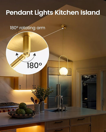 Yunnix Pendant Lights Modern Gold Globe Pendant Light Kitchen Island Dining Room Light Fixture Pendant Lights for Bedroom Pendant Light Fixture One Light (Bulb Not Included) 2 Pack
