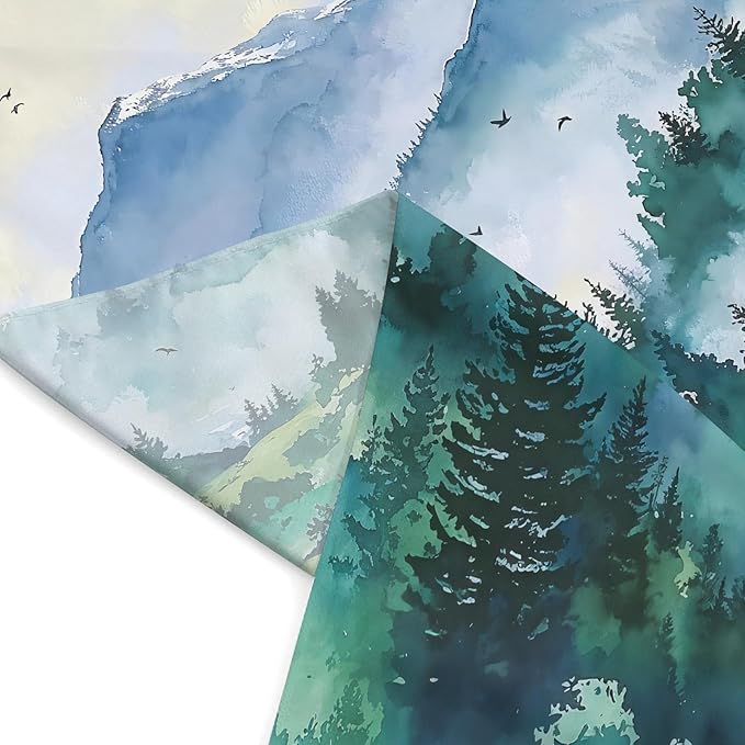 Haibimen Monet Nature Mountain Tapestry Wall Hanging Green Forest Stream Birds Landscape tapestrise for Bedroom Watercolor Aesthetic Wall Decor for Living Room Dorm (forest-3, 80''×60'')