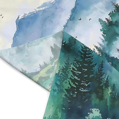 Haibimen Monet Nature Mountain Tapestry Wall Hanging Green Forest Stream Birds Landscape tapestrise for Bedroom Watercolor Aesthetic Wall Decor for Living Room Dorm (forest-3, 48''×36'')