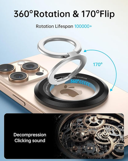 SYNCWIRE for MagSafe Phone Grip, 360° Rotation Magnetic Cell Phone Grip Magnetic Ring Holder Kickstand Mag Safe Ring Stand Compatible with iPhone 17 16 15 14 13 12 Pro Max MagSafe Accessories Android
