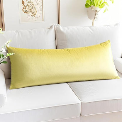 Artscope Luxury Velvet Lumbar Pillow Cover Super Soft Decorative Rectangle Throw Pillow Covers Case Cushion Covers for Sofa Couch Bedroom Car Decor 14x36 Inch Lemon Yellow