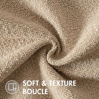 MIULEE 24x24 Decorative Euro Sham Throw Pillows for Bed Set of 2 Textured Boucle Neutral Winter Throw Pillow Covers Khaki Accent Solid Couch Pillowcases Sofa Livingroom Home Decor