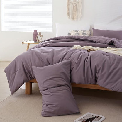 ROSGONIA California King Comforter Set Dusty Purple, 3pcs (1 Boho Cal King Comforter & 2 Pillowcases) All Season Bedding Bedspread Blanket Quilt