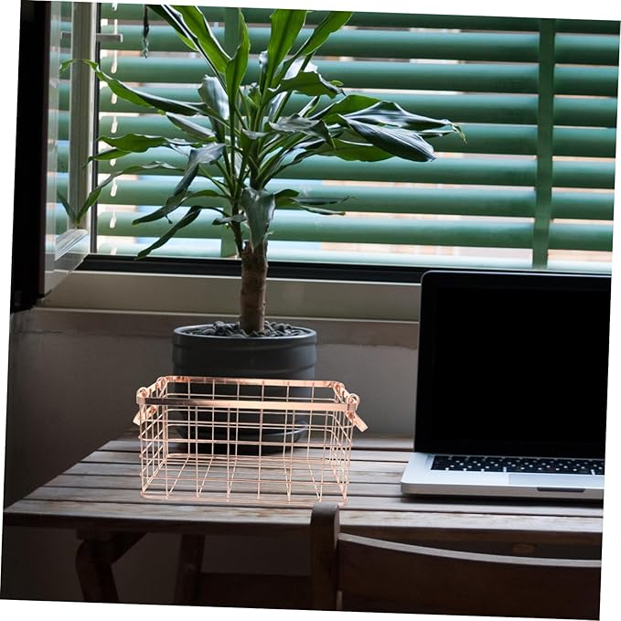 GLEAVI Nordic Style Wire Basket with Handle Iron-art Storage Organizer for Home and Office Decorative Storage Solution for Toys and Blankets