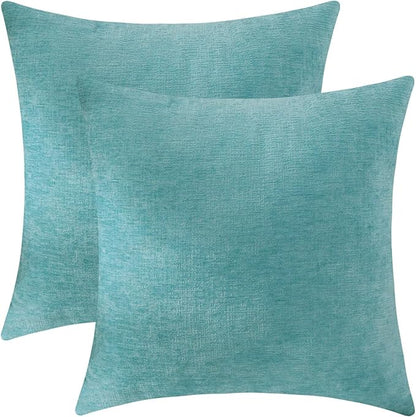 Jeneoo Aqua Haze Decorative Throw Pillow Covers Soft Chenille Comfy Square Couch Cushion Cases for Living Room Sofa Decor (Set of 2, 20 x 20 Inches)