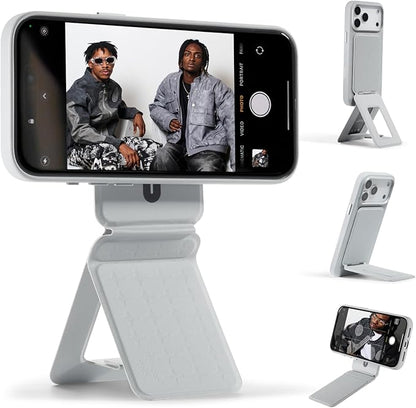 MOFT Phone Tripod Stand Selfie Stick x Tombogo for iPhone, Multi-Angles iPhone Stand, Lightweight & Portable Phone Holder, Strong Magnets, MOVAS Vegan Leather, Misty Cove (Without Card Slot)
