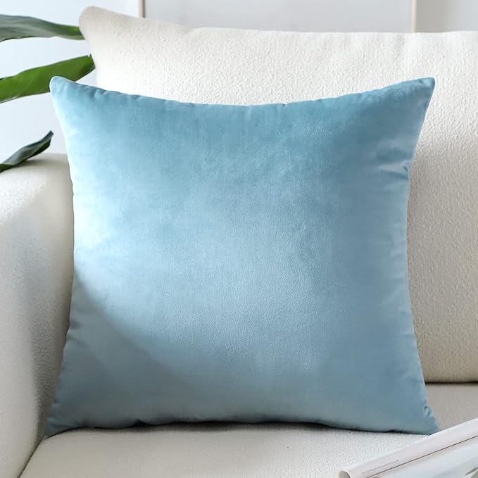 Artscope Luxury Velvet Pillow Covers Super Soft Decorative Square Throw Pillow Covers Case Cushion Covers for Sofa Couch Bedroom Car Decor 18x18 Inch Light Blue