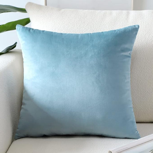 Artscope Luxury Velvet Pillow Covers Super Soft Decorative Square Throw Pillow Covers Case Cushion Covers for Sofa Couch Bedroom Car Decor 18x18 Inch Light Blue