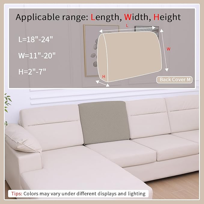 hyha Waterproof Couch Cushion Covers, Waterproof Sectional Couch Covers for Cushion Sofa for Pets, Stretch Sofa Slipcover Washable with Elastic Bottom(Back Cover M, Taupe)