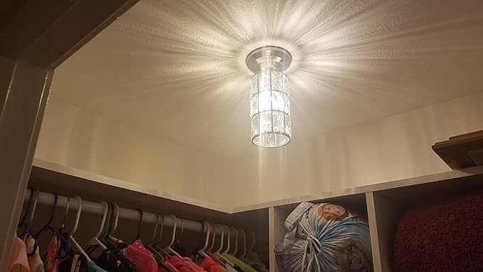 3 Pack 1 Light Hanging Kitchen Island 5" Crystal Pendant Light Modern Pendant Light Fixture Brushed Nickel Finish with Crystal Shade for Bar,Dining Room,Corridor,Living Room Over Sink