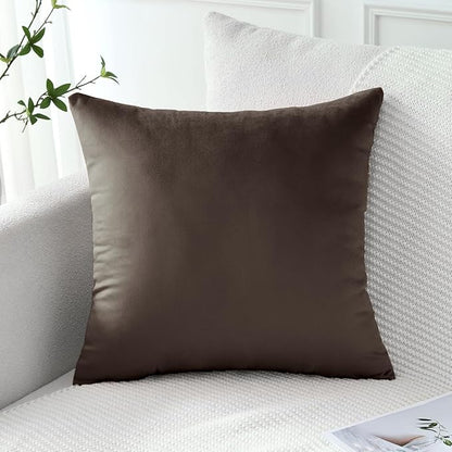 Artscope Luxury Velvet Pillow Covers Decorative Square Pillowcases Soft Solid Cushion Cases for Couch Sofa Bedroom Home Decor 24x24 Inch Chocolate Brown