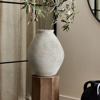 Rustic Ceramic Flower Vase Distressed Farmhouse Pottery Clay Large Terracotta Floor Vases for Decorative Table Centerpiece Modern Home Decor Aesthetic Living Room Bedroom Wedding Housewarming Gift