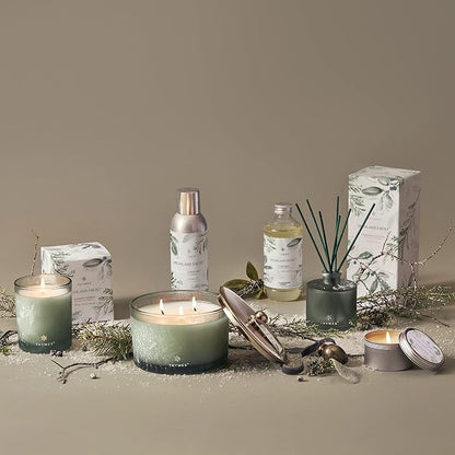 Thymes Travel Tin Holiday Candles - Scented Candles for Home Decor - Winter Scents - Christmas Gifts - Luxury Home Fragrance Gifts for Women & Men - Silver (Highland Frost, 2.5 oz)