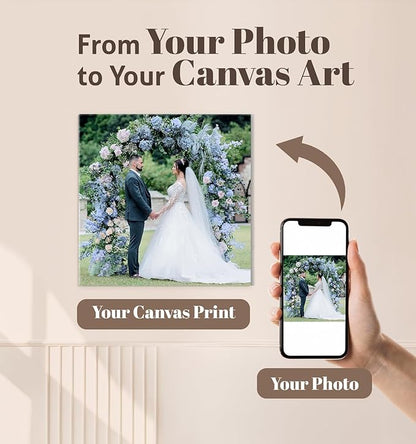 TreeDeal Custom Canvas Prints with Your Photos, Framed 24” x 24” Personalized Pictures Print, Customized Photo to Canvas Wall Art Ideal for Home Decor Gift Wrapping Pets Family Baby Wedding