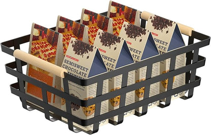 Large Wire Metal Baskets Storage Organizer Farmhouse Baskets Bin for Pantry Cabinets Rustic Kitchen Counter Closet,4 Pack