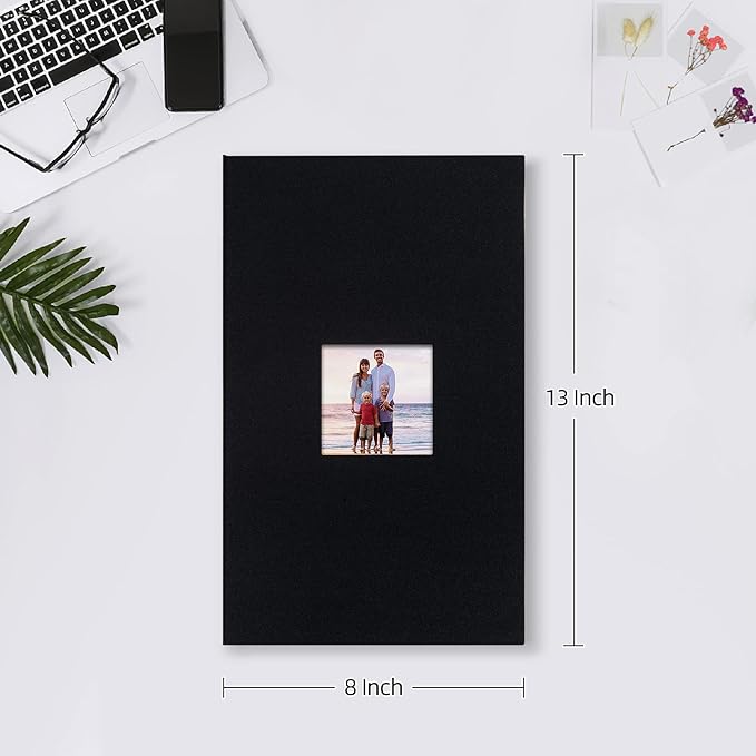 Mublalbum Small Photo Album 4x6 300 Photos Linen Cover Picture Book with Horizontal Pockets for Wedding Family Anniversary and Baby (Black)