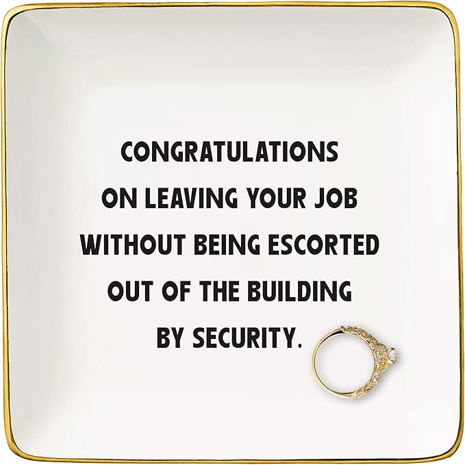 Congratulations On Leaving Your Job-Colleague Promotion,Retirement,Moving Away,Farewell,Goodbye,Leaving New Job Gifts-Boss Coworker Appreciate,Christmas Gifts-Jewelry Tray Trinket Holder Ring Dish