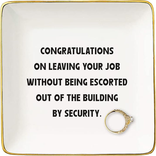 Congratulations On Leaving Your Job-Colleague Promotion,Retirement,Moving Away,Farewell,Goodbye,Leaving New Job Gifts-Boss Coworker Appreciate,Christmas Gifts-Jewelry Tray Trinket Holder Ring Dish