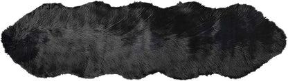 Luxe Gordon Faux Fur Rug with Soft and Fluffy Pile | Machine Washable Living Room Rug with Anti-Slip Backing | Cruelty-Free Area Rugs for Office or Bedroom, Black, 2 ft x 6 ft