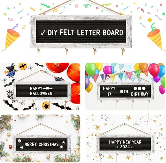 Picture Frames Collage Wall Decor Photo Frames Collage for Wall Decor, Rustic Felt Letter Board with 340 Letters and 30 Clips, Unique DIY Picture Frame Photo Organizer, Gifts for Teen Girls