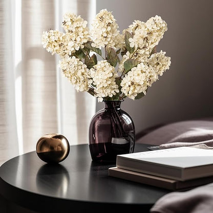Hydrangea Artificial Flowers,Fall Hydrangeas Artificial Flowers, Fake Fall Dried Hydrangea Decoration,Faux Silk Flower with Stems Winter Decor Without Vase（Cream White 8PCS