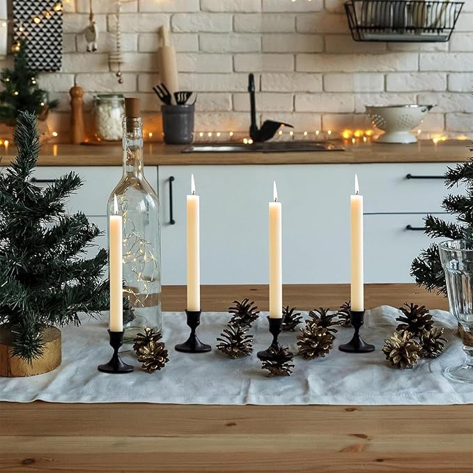 Vintage Black Taper Candle Holders Set of 6, Metal Candlestick Holders Elegant Handcrafted Décor for Weddings, Dining & Meditation,Table Centerpiece, Party, Christmas Decoration or Home Decor