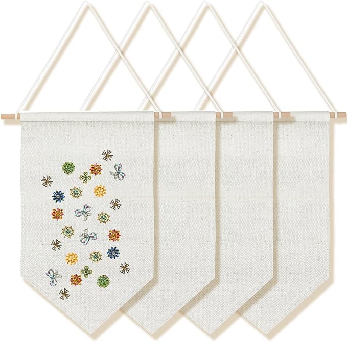 Boao 4 Pcs Boho Room Decor Hanging Decorations Pin Banner Wall Display Banners Elementary Wall Art Banner Welcome to Teacher Gift(Beige,20.9 x 11.8 Inches,Classic)