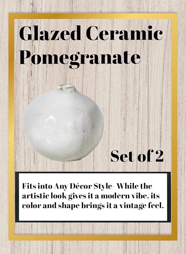 Serene Spaces Living Free-Form Glazed Ceramic Pomegranate Bud Vase, Set of 4- Centerpiece for Vintage Weddings, Events, Measures 3.5" Tall and 3.75" Diameter