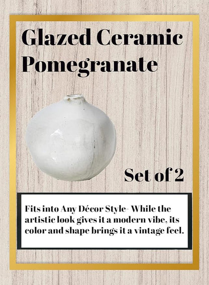 Serene Spaces Living Free-Form Glazed Ceramic Pomegranate Bud Vase, Set of 4- Centerpiece for Vintage Weddings, Events, Measures 3.5" Tall and 3.75" Diameter