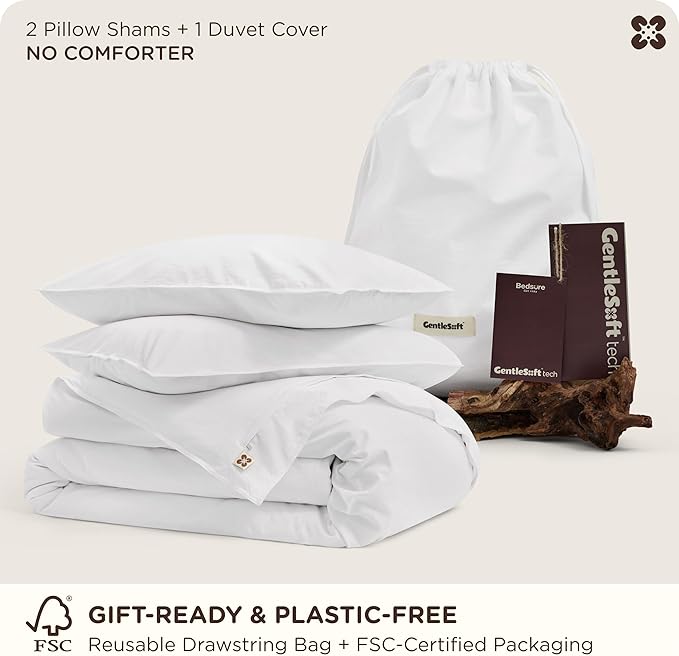 Bedsure Cotton Duvet Cover Full - Luxury Slub Weave 100% Cotton Duvet Cover with a Linen Like Textured, Easy Change Durable Bedding, Bright White, 80" x 90"