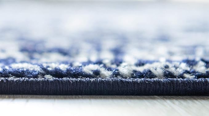 Rugs.com Arlington Collection Rug – 12 Ft Runner Navy Blue Medium-Pile Rug Perfect for Hallways, Entryways