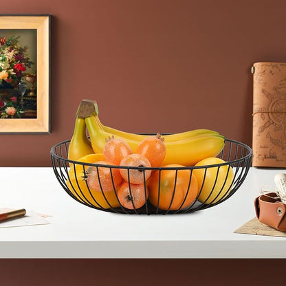IBWell Black Wire Fruit Basket Fruit Bowl Kitchen Fruit Basket Stand Fruit Bowls for the Counters Metal Fruit Bowl (Exposure)