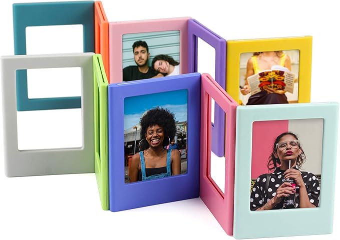 Magnetic Photo Frames for Instax Mini 2.5“x3.5” – 10-Pack Colorful Polaroid Frames, Strong Refrigerator Magnets for Fridge, Locker & Dorm Decor