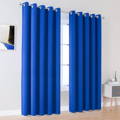 DUALIFE Royal Blue Grommet Room Darkening Curtains 60 x 84 Inches, 2 Panels