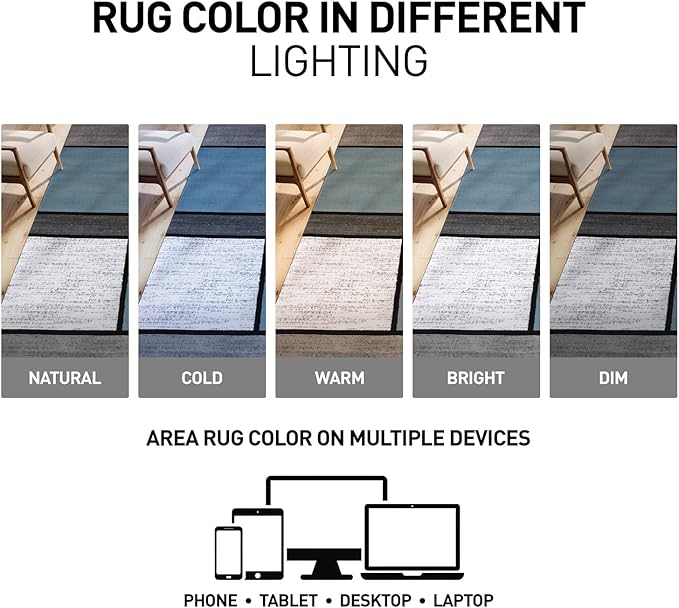 Rugshop Contemporary Modern Boxes for Home Office,Living Room,Bedroom,Kitchen Non Shedding Runner Rug 2'7" x 12' Blue