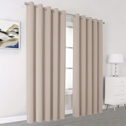 DUALIFE Curtains 90 Inches Long 2 Panels Set Extra Wide 60 Inches Warm Taupe - Nursery Bedroom Window Drapes Privacy Light Blocking Curtains for Sliding Door Living Room