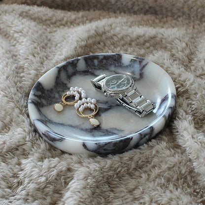 Natural Travertine Marble Jewelry Dish 5.5", Trinket Dish for Ring Earring, Gift for Woman Daugther(Calacatta Viola)