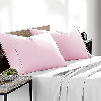 Upgrade Your Bedding Experience with The Made of 100% Cotton Pillow Cases 2 Pack King Pillowcases 20" x 36" Size fits King Pillows. Envelope Closure Pink