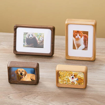 Walnut 5x3.5 inch Natural Wood Picture Frame, Tabletop Wooden Small Photo Frame with Mat, Display Pictures 2x2.76 or 3.5x5 Without Mat for Desktop Display, Mini Photo Picture Frame