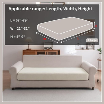 Sectional Couch Covers, Wear Resistant Stretch Sofa Covers Washable Soft Couch Cushion Covers Anti Slip Furniture Protector Sofa Slipcovers for Pets (1 Piece Oversized Sofa Cushion, Ivory)